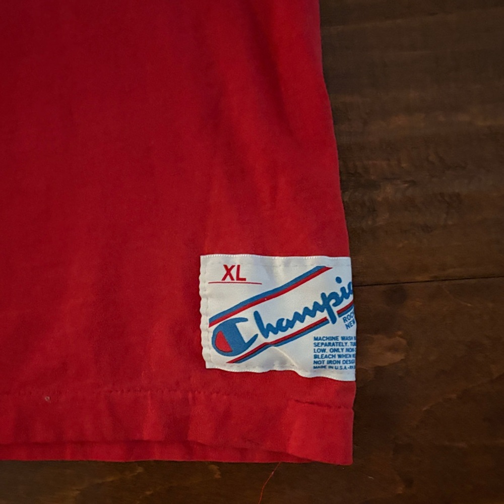 Red Vintage single Stitch San Francisco Forty Niners Shirt with White Stripes - Picture 4 of 14